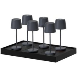 LUMISKY Juego de 6 lámparas de mesa con base gris antracita h22cm
