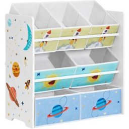 SONGMICS Estantería infantil con 7 cajas de color blanco