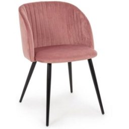 Bizzotto Juego de 6 sillas de comedor de fibra sintética, rosa
