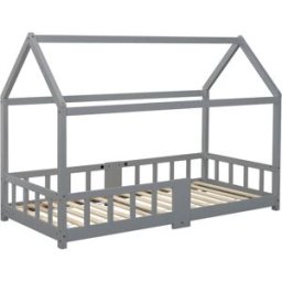 Urban Meuble Cama infantil de 90 x 200 cm en madera gris sin colchón.