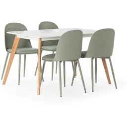 HOMN Juego de mesa 120x80 cm y 4 sillas de comedor color verde