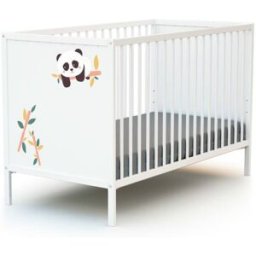 Webaby Cuna bebe panda madera blanco 60 x 120 cm