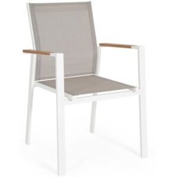 Bizzotto Conjunto de 6 sillas de aluminio y textilene blanca