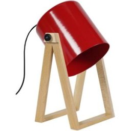 Tosel Lámpara de mesa madera natural pantalla rojo