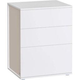 VASAGLE Mesita de noche de 35 x 45 x 58,3 cm de color blanco y beige