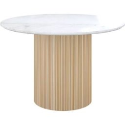 Maison Pavane Mesa redonda para 4 personas mármol blanco y madera de mango d120 cm