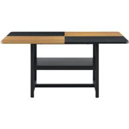 MODFU Mesa de comedor con estante metal 160x90 cm, madera/negro