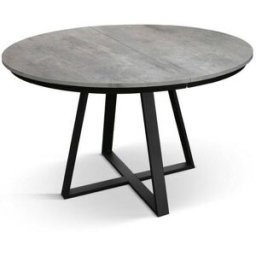 Konte.Design Mesa redonda de madera gris cemento, base antracita, ext. 120