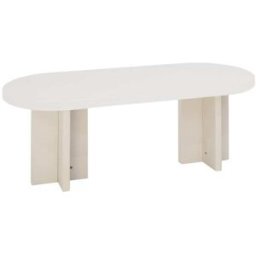 Decowood Mesa de centro de microcemento en tono blanco roto de 120x40cm