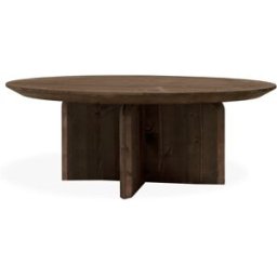 Decowood Mesa de centro redonda de madera maciza en tono nogal de ø60x30cm