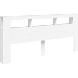 Maison Chic Cabecero con led madera de ingeniería blanco 220x18,5x103,5 cm