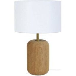 Tosel Lámpara de mesa madera natural pantalla blanco