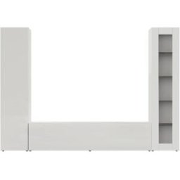 Whous Conjunto de muebles TV de 260 cm efecto madera color blanco brillo