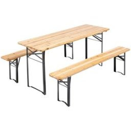 Oviala Juego de mesa y bancos de madera