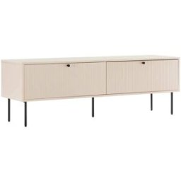 Oviala Mueble tv 2 puertas acero y decoración mdf melamina 150 cm beige