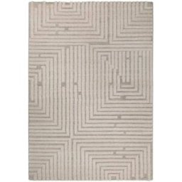 Wecon Home Alfombra de diseño con motivo laberinto y relieve tonos beige 140x200