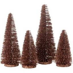 J-line Caja de 4 árboles de navidad artificiales de plástico marrón h.9 a 15