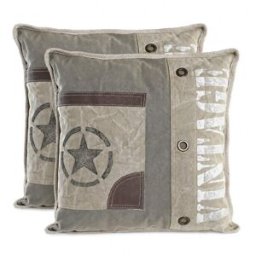 NIYLO Conjunto de 2 cojines en poliéster gris 45x15x45 cm