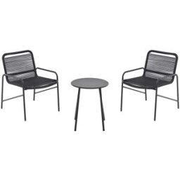 Unique Conjunto de salón para jardín metal negro