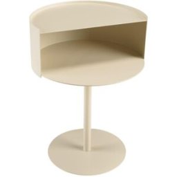 MACABANE Mesa auxiliar redonda de acero beige d35cm