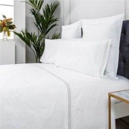 Cotton Artean Juego de sábanas bordadas algodón 200 hilos blanco 270x260 Cama 180