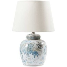 Beliani Lámpara de mesa porcelana blanco azul