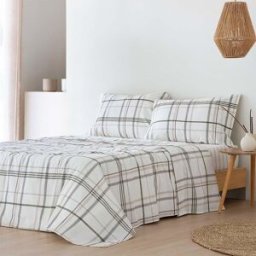 Cotton Artean Juego de sábanas percal algodón 200 Hilos Beige 270x270 Cama 180