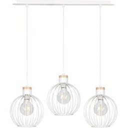 Wonderlamp Regleta de techo de metal con 3 pantallas blanco y madera