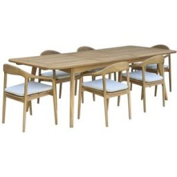 BERAH GETAH Conjunto de muebles de jardín de teca maciza extensible 6/8 pers.