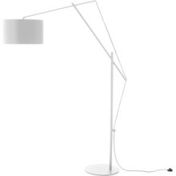 ORESTELUCHETTA Lámpara de pie blanca mate y pantalla de tela, h.210 cm