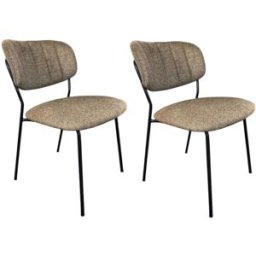 Mathi Design Conjunto de 2 sillas de comedor de tela taupe