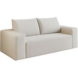 MODFU Sofá comprimido de 2 plazas 180 x 90 x 83 cm de pana blanco crema