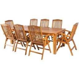 Edenjardin Conjunto de 8 sillones reclinables y mesa de madera de teca de 240 cm