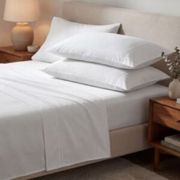 Manterol Juego sábanas algodon saten 400 hilos blanco - boutique ln 180cm