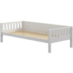 Furnlux Cama individual infantil de madera maciza de pino color blanco 90x200