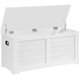 VASAGLE Banco zapatero de 40 x 100 x 46 cm de color blanco nube