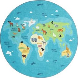 The carpet Alfombra juego infantil continentes, azul, 200 cm, redondo