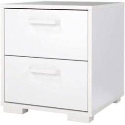 WellHome Mesita de noche de 2 cajones en color blanco 40,2x39,8x44,3cm
