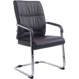 CLP Silla basculante con patas de metal y asiento en Simil cuero Marrón