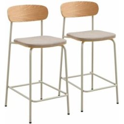 Oviala Juego de 2 silla altas de madera beige