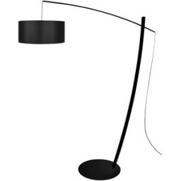 Tosel Lámpara de pie arco metal negro pantalla tejido negro