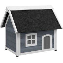 PAWHUT Casa para gatos 77x57.5x68 cm gris y negro