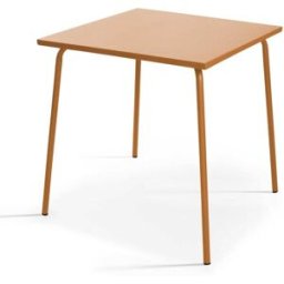 Oviala Mesa de jardín cuadrada de metal acero caramelo 70cm