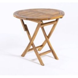 Edenjardin Mesa de jardín redonda y plegable de madera de teca de 80 cm