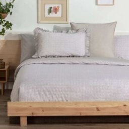 Manterol Juego funda nórdica algodón cuadros beige - CAMA 180cm