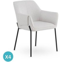 GEESE HOME Pack de 4 sillones tapizados en chenilla color crema