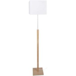 Tosel Lámpara de pie columna madera natural metal pantalla crudo
