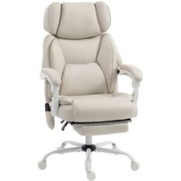 Homcom Silla de oficina 70x75.5x122.5 cm crema
