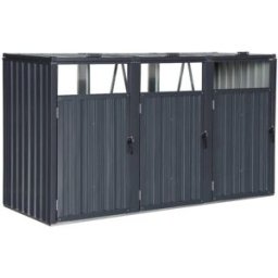 sweeek Cobertizo para cubo de basura de acero galvanizado gris, gris