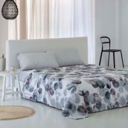 Cotton Artean Juego de sábanas satén algodón 200 hilos gris 250x270 cama 160
